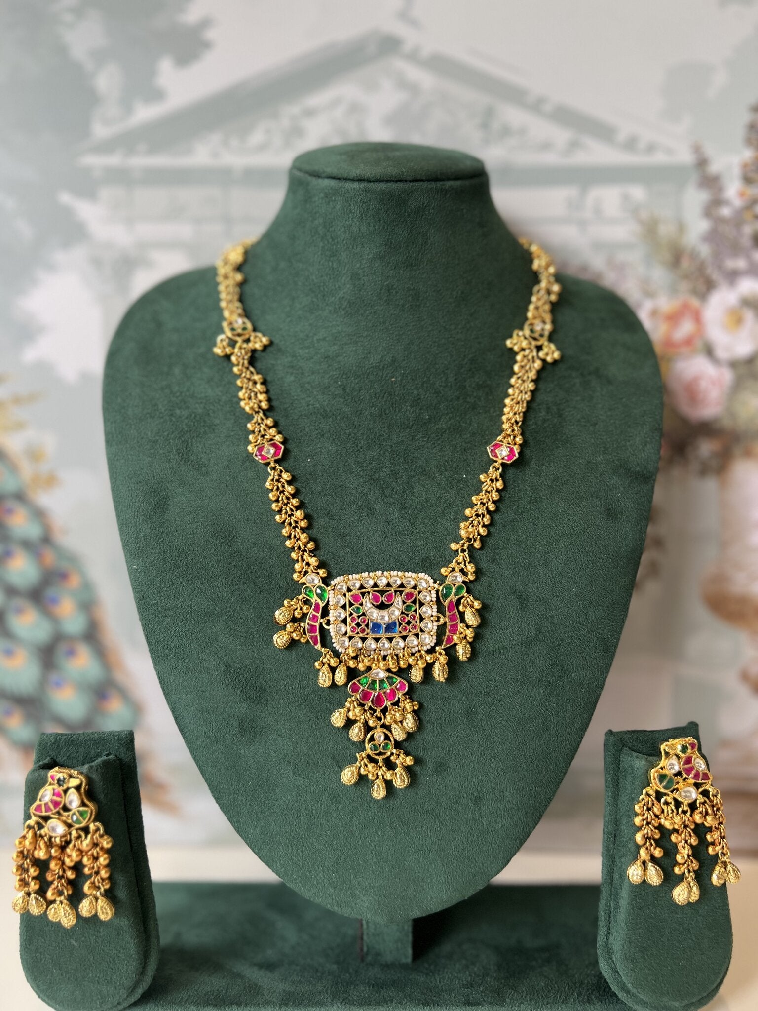 Rajwadi Jadau Kundan Long Necklace Set
