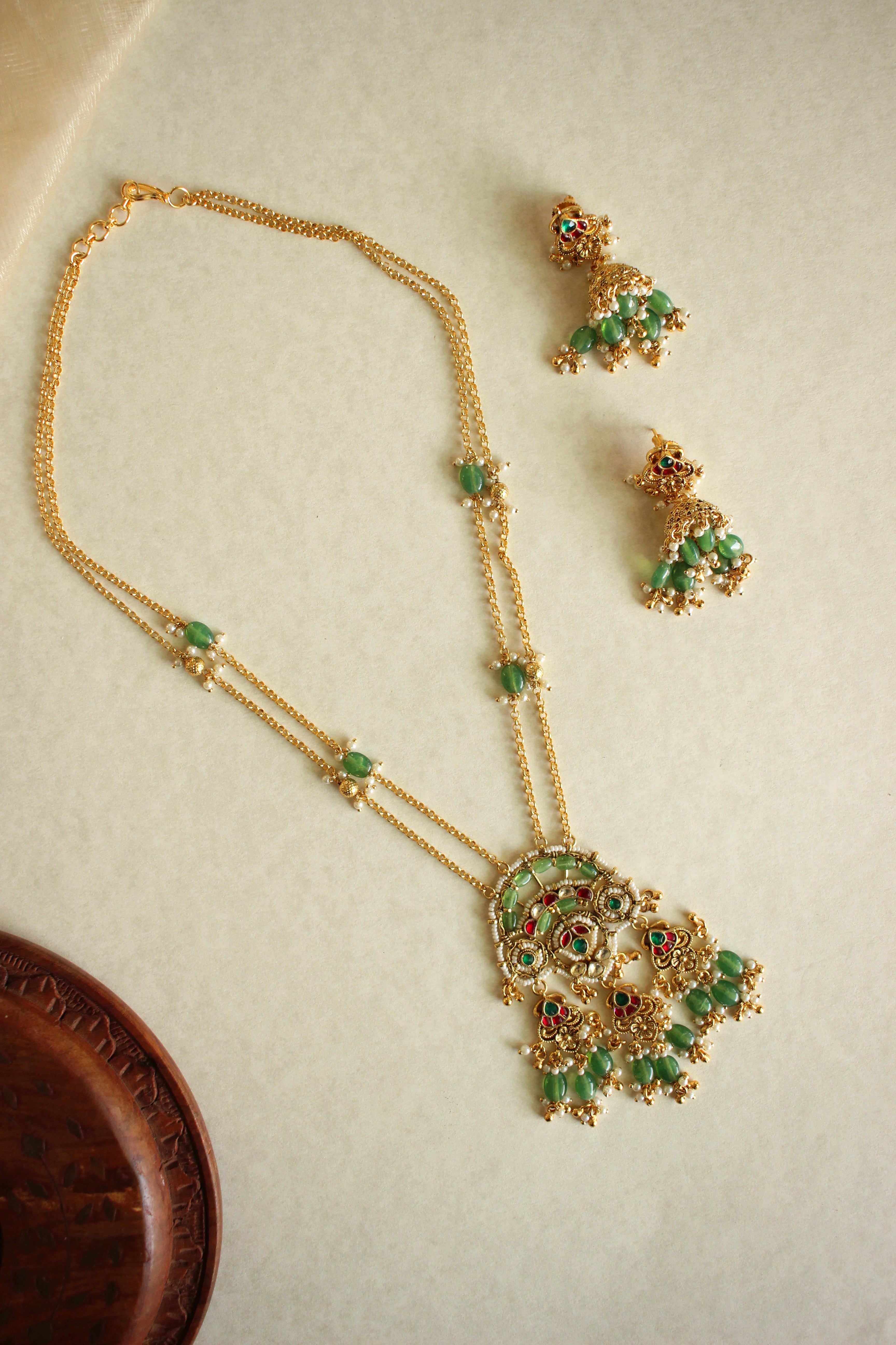 Hara Moti Double Chain Long Set