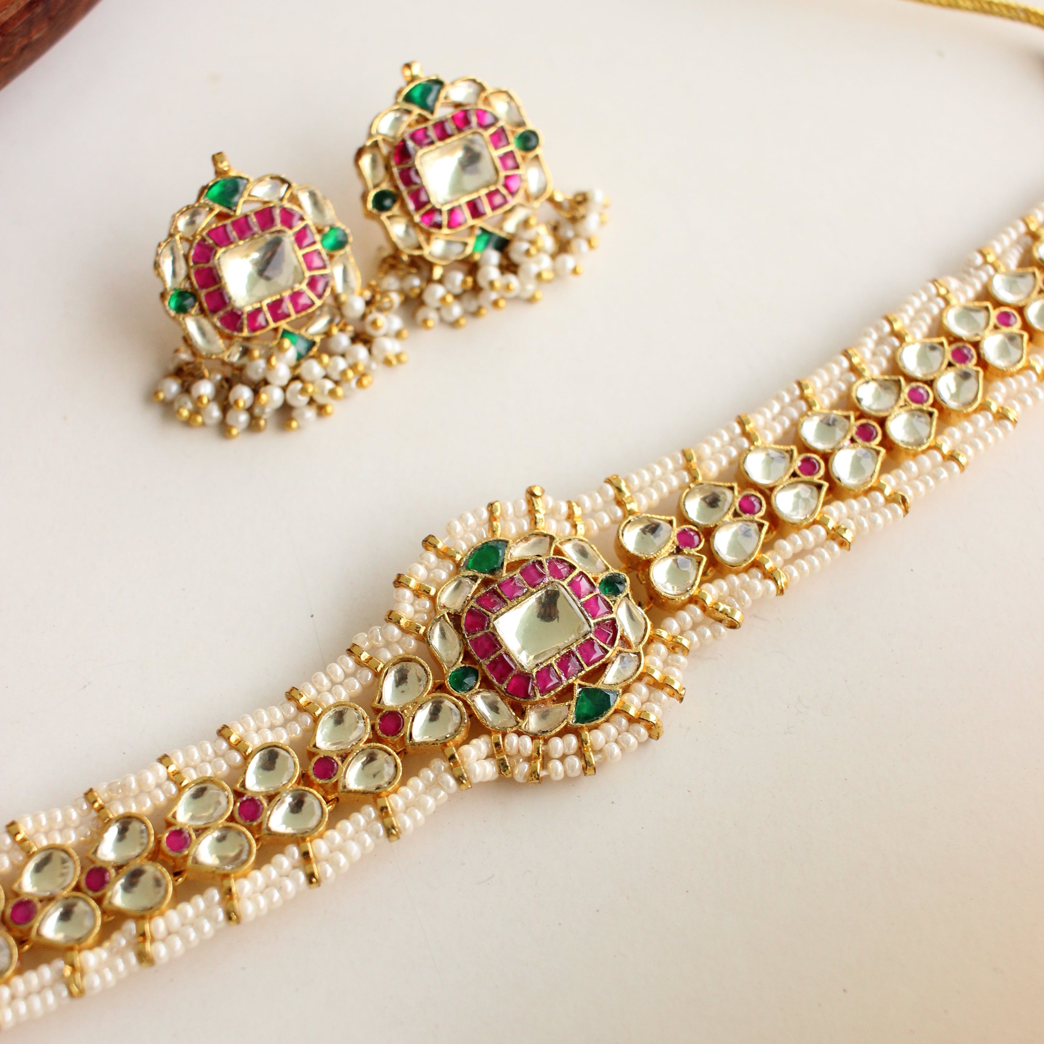 Kundan & Ruby Teardrop Choker