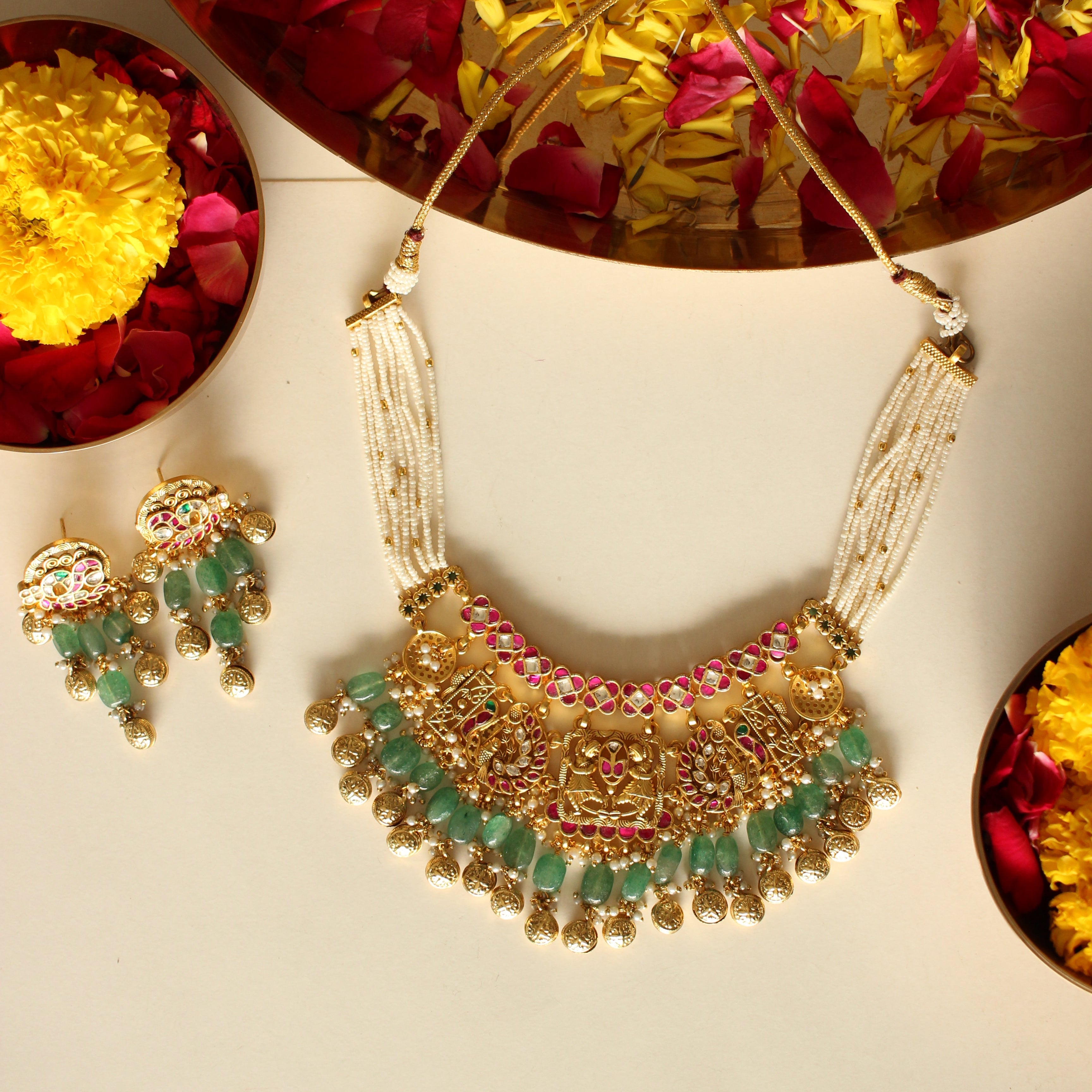 Devkanya Temple Peacock Heritage Necklace Set