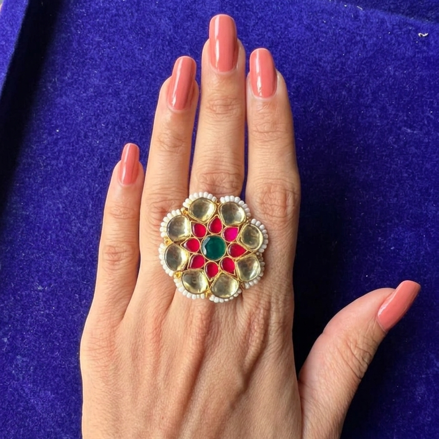 Rajwadi Pachchigar Statement Ring