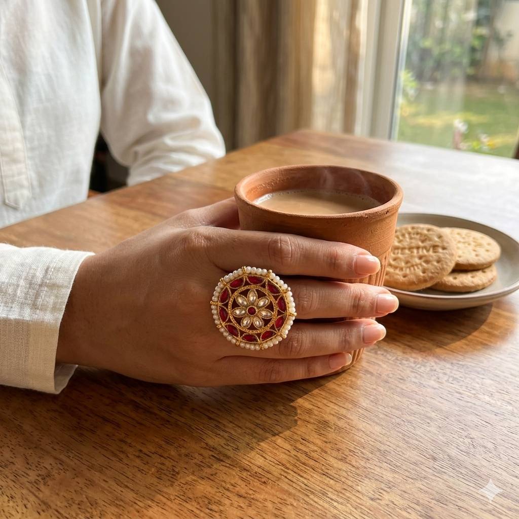 Surkhi Jadtar Pearl Ring