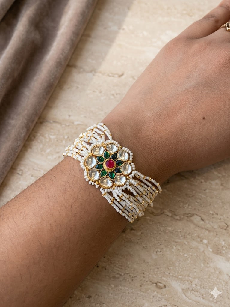 Rajwadi Moti Cuff Bracelet