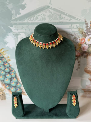 Long gold drop earrings with stacked half moon stones and seed pearl clusters