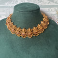 Antique Gold Lakshmi Temple Choker Set | Red Stone Medallions with Earrings