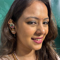 Handcrafted Gold-Plated Ear Cuff with Pearl Beading and Kundan Stone Detail