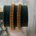 Antique Gold Beaded Bangles | Raised Oval Beads with Stone-Set Edges