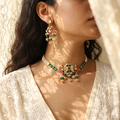Anaisha Heritage Choker Set — Pearl & Emerald Strand with Kundan Pendant