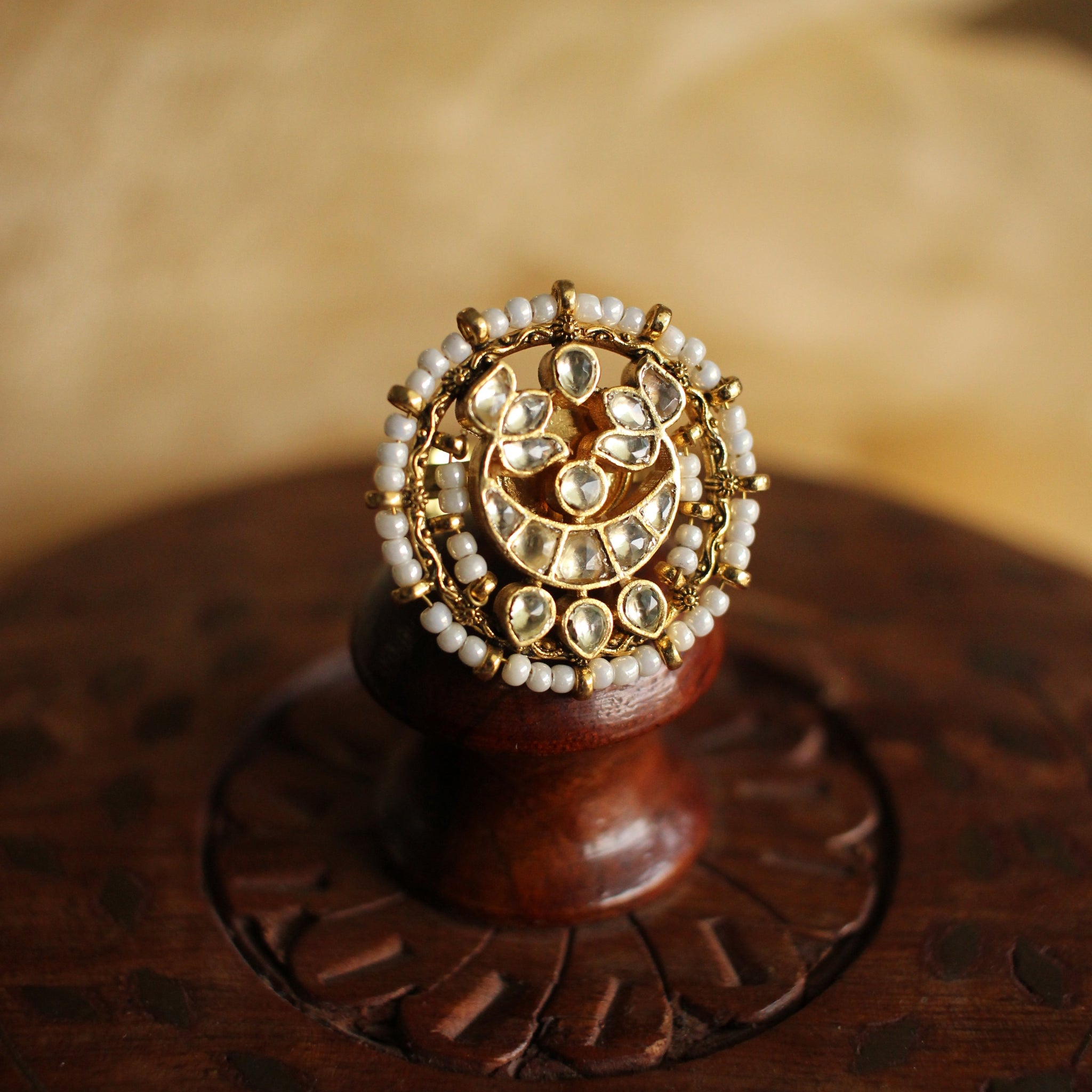 Chandbali Kundan Ring