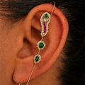 Handcrafted Gold-Plated Ear Cuff with Kundan Stones and Floral Pearl Drop