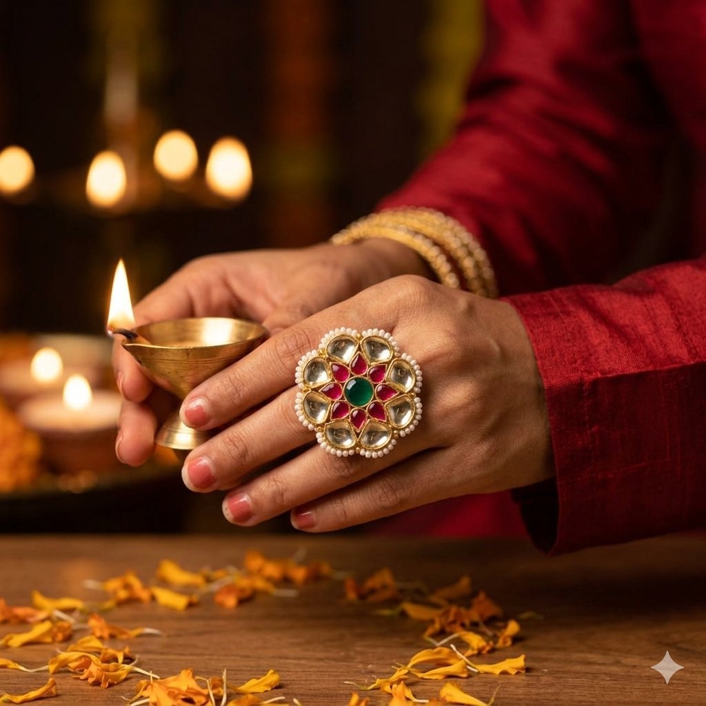 Rajwadi Pachchigar Statement Ring
