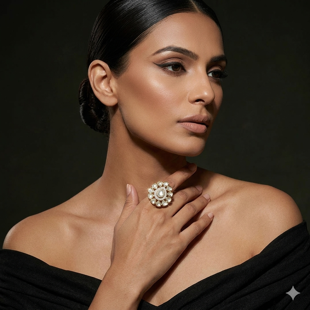 Heera Polki Halo Ring