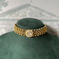 Antique Gold Beaded Choker | Kundan Floral Pearl Medallion Necklace