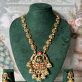 Amrapali Gold Link Necklace with Peacock Pendant