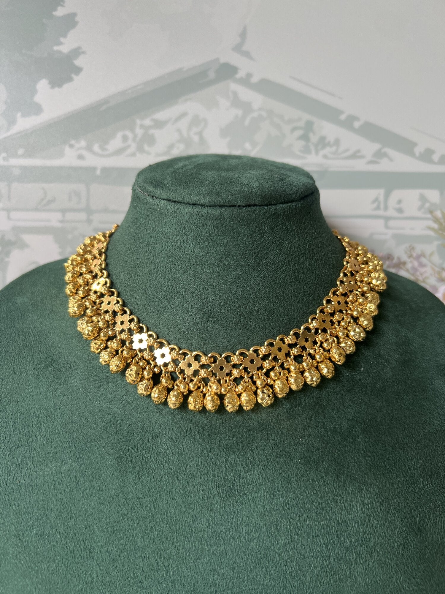 Antara Gold Filigree Ghungroo Necklace Set