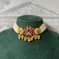 Gold-Plated Multi-Strand Pearl Choker Necklace