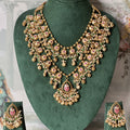 Ruby & Pearl Antique Gold Two-Layer Necklace Set | Jadau Discs & Earrings