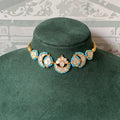 Firoza and Mother of Pearl Choker Set | Chandbali Necklace with Earrings