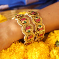 Rajwadi Ruby Jadau Kundan Bangle Set