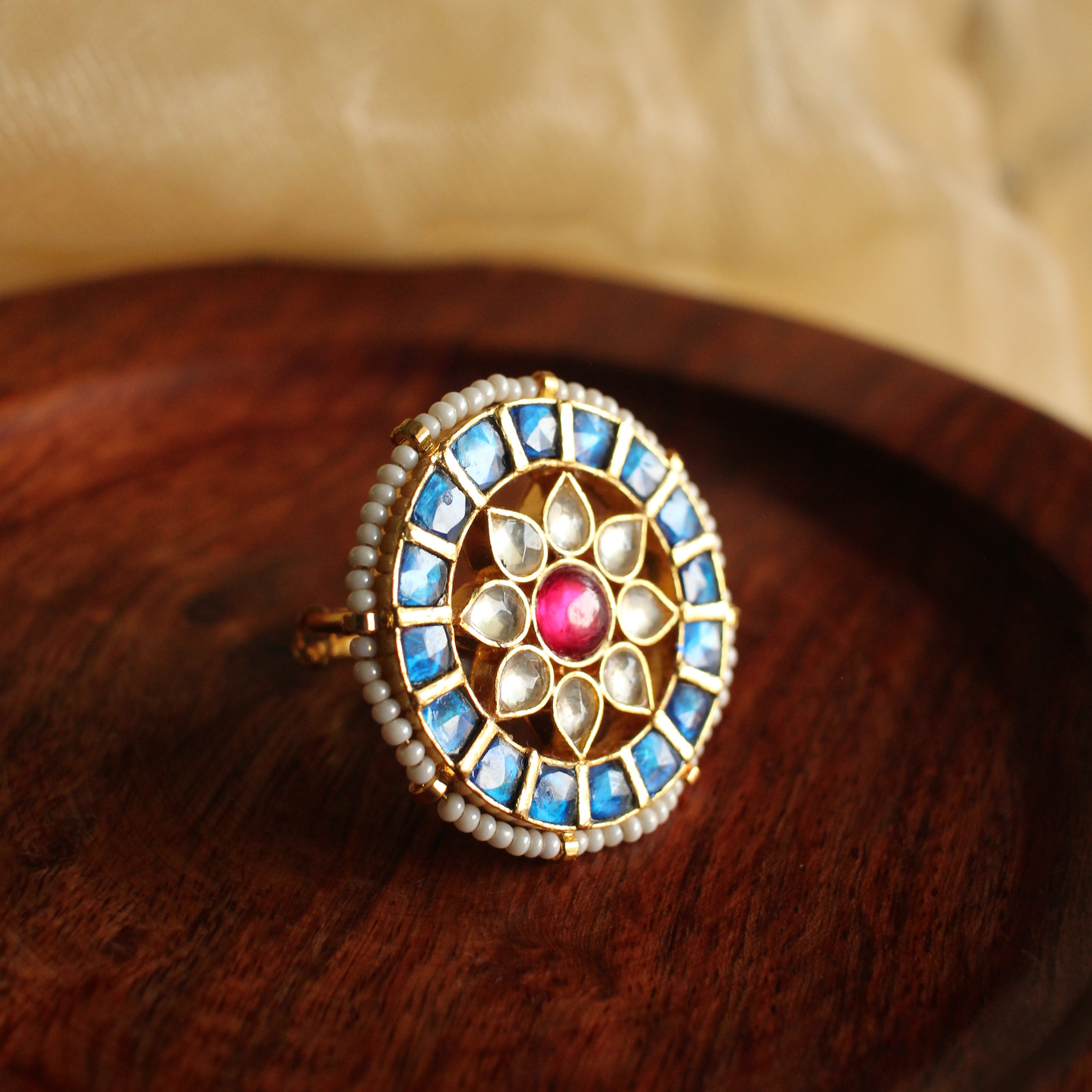 Neelam Kundan Chakra Ring
