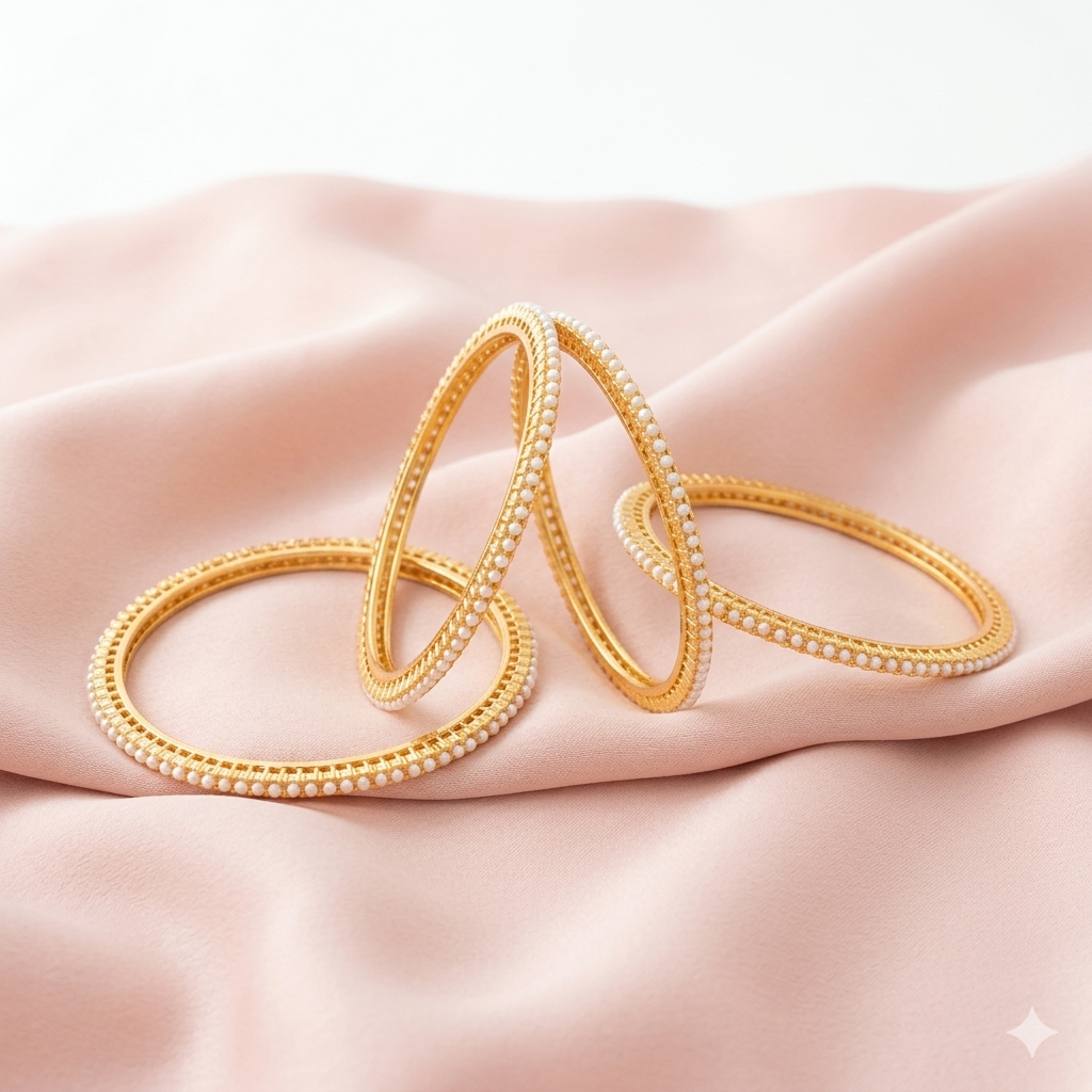 Pearl Edge Slim Bangle Set (4 pcs)