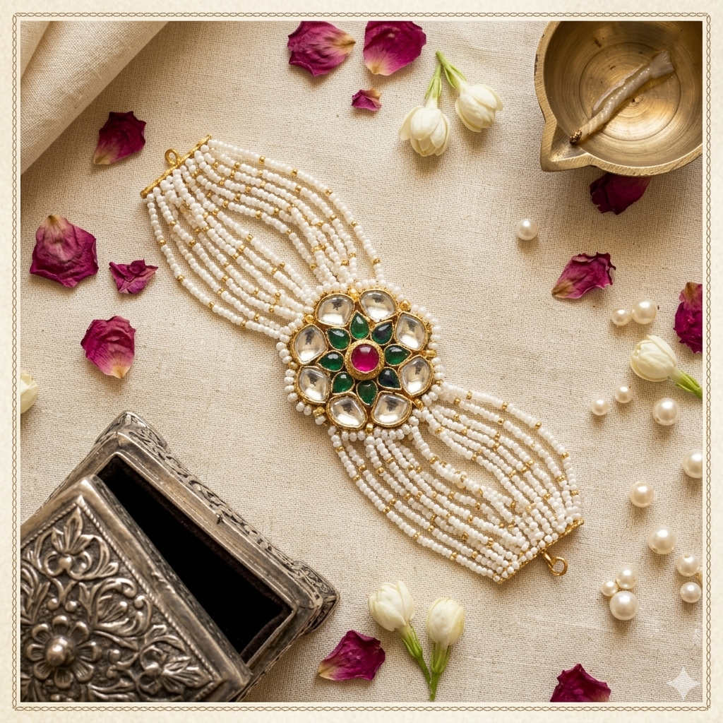 Rajwadi Moti Cuff Bracelet