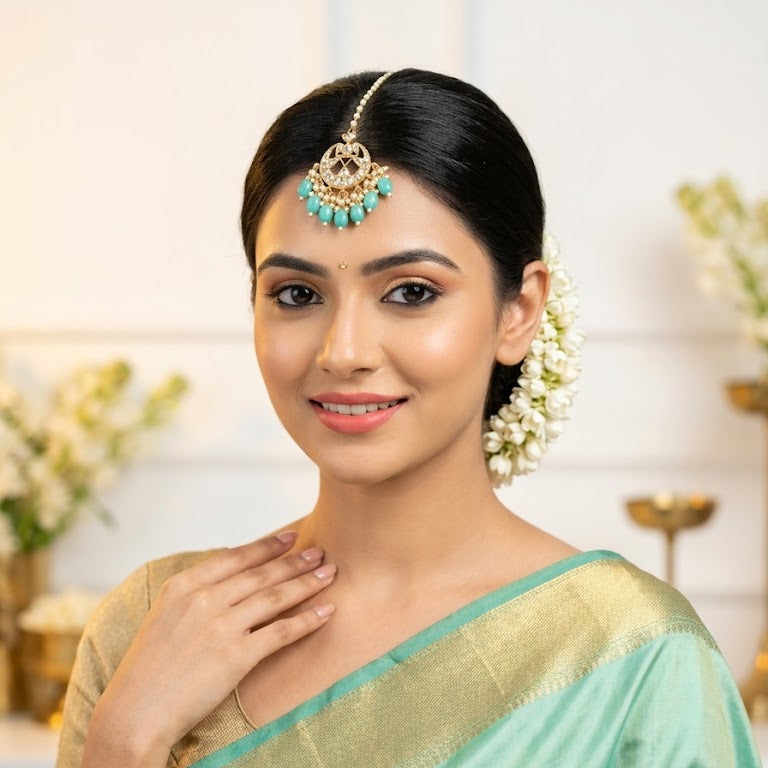 Firoza Crescent Maang Tikka — Kundan