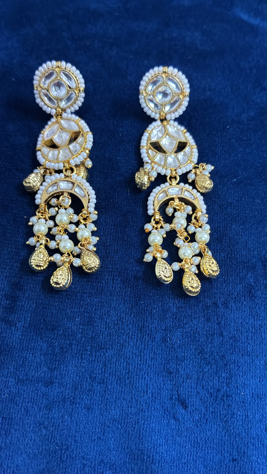 Pearl & Polki Statement Earrings | Handcrafted Kundan Drops with Pearl Tassels