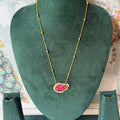 Pink Elephant Jadau Pendant Gold-Tone Necklace