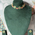 Green and Pink Kundan Choker | Flower and Crescent Links with Pearl Border