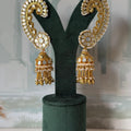 Antique Gold Kundan Ear Cuff with Pearl Detailing & Jhumka Drops