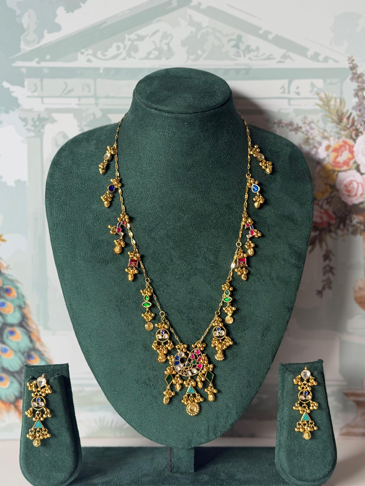 Rangmahal Multicolor Enamel Charm Drop Necklace