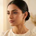 Saanjh Polki (AC Kundan) Drop Earrings — Graduated Teardrop