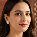 Kundan Polki Floral Stud Earrings | Round Gold Studs with Beaded Border