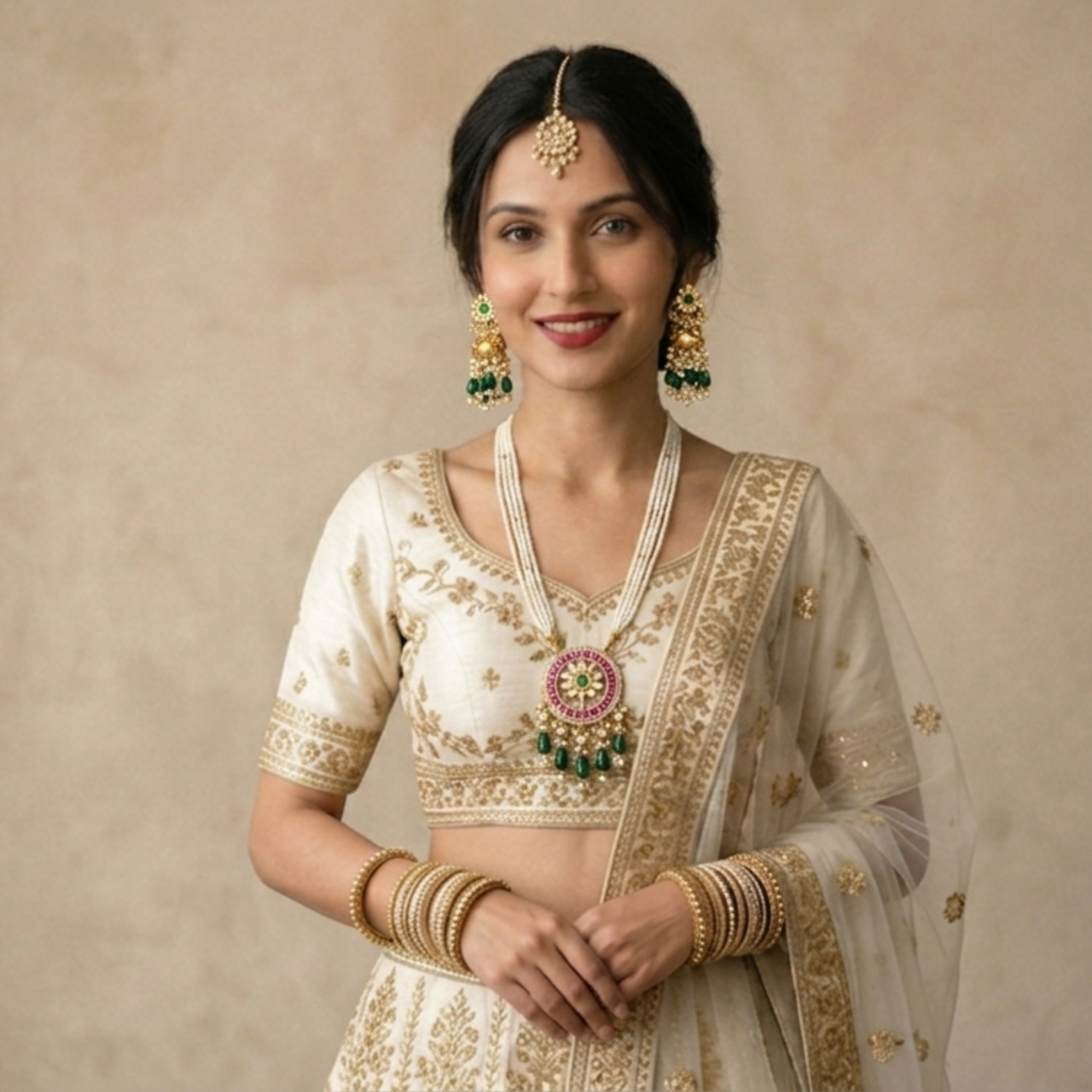 Jadau Kundan Regal Pearl Medallion Necklace Set